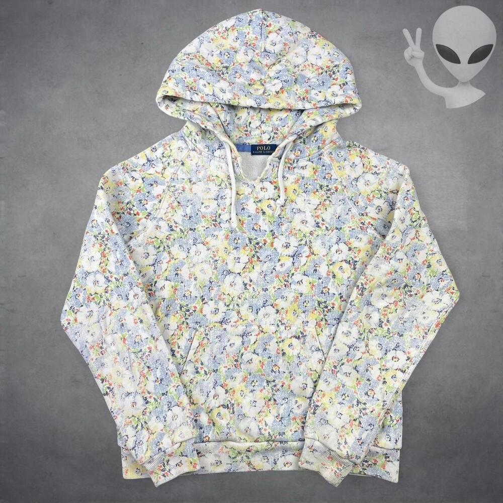 Polo Ralph Lauren Hoodie Small Floral Terry Cotton thick preppy vintage y2k - Picture 2 of 5